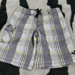 Hurley boys grey plaid board shorts size 12